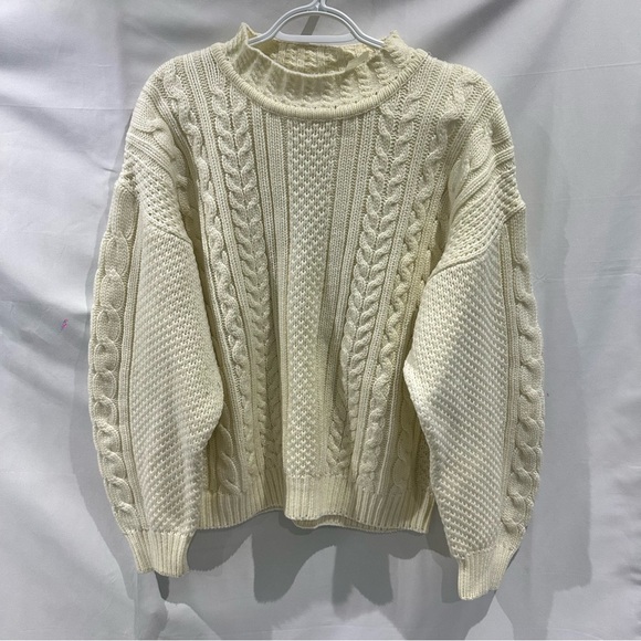 Vintage Sweaters - Vintage Cream Cable Knit Sweater – Chunky Fisherman Style
